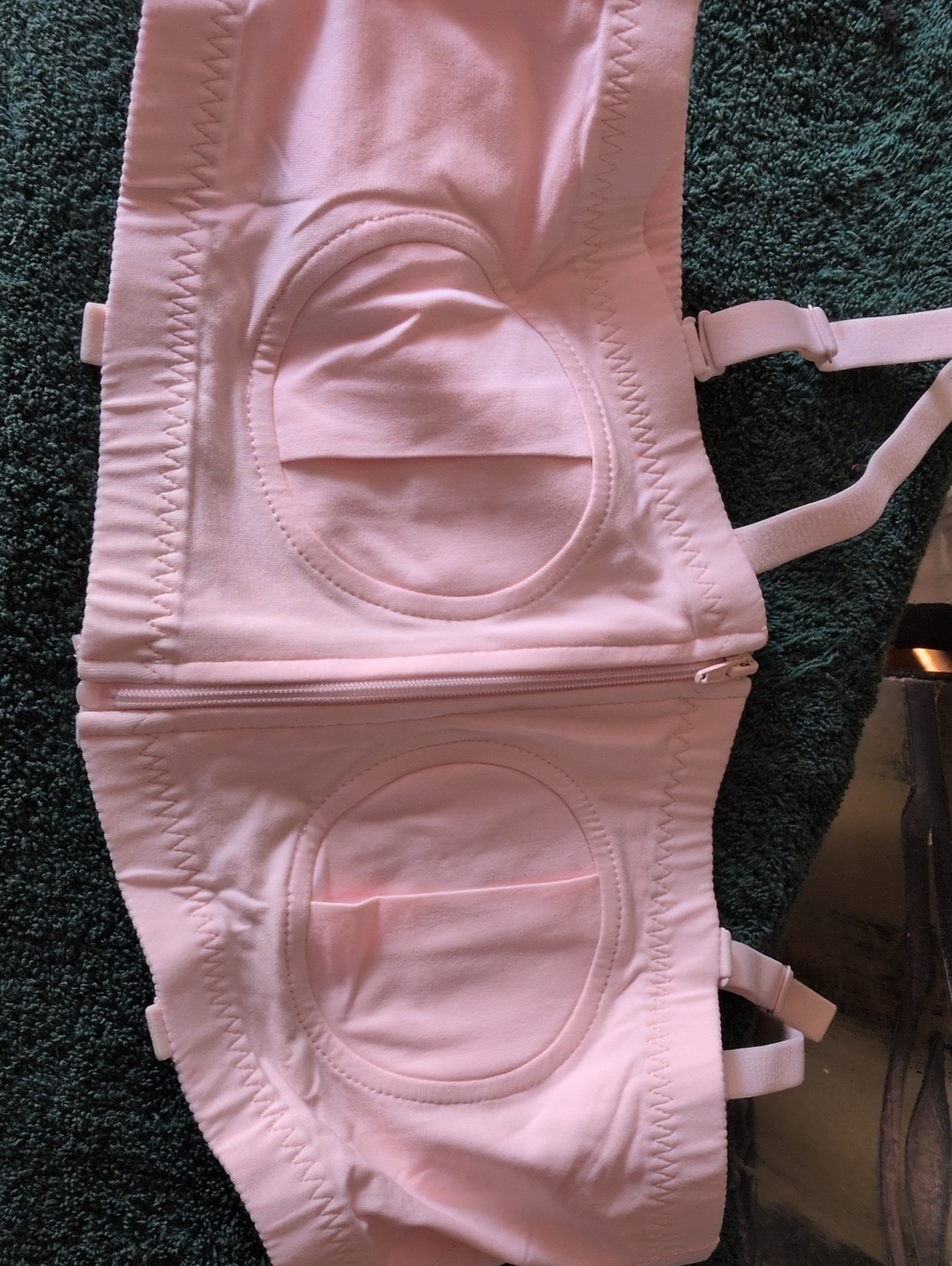 Maternity Light Pink Front-Zip Nursing Bra Adjustable.